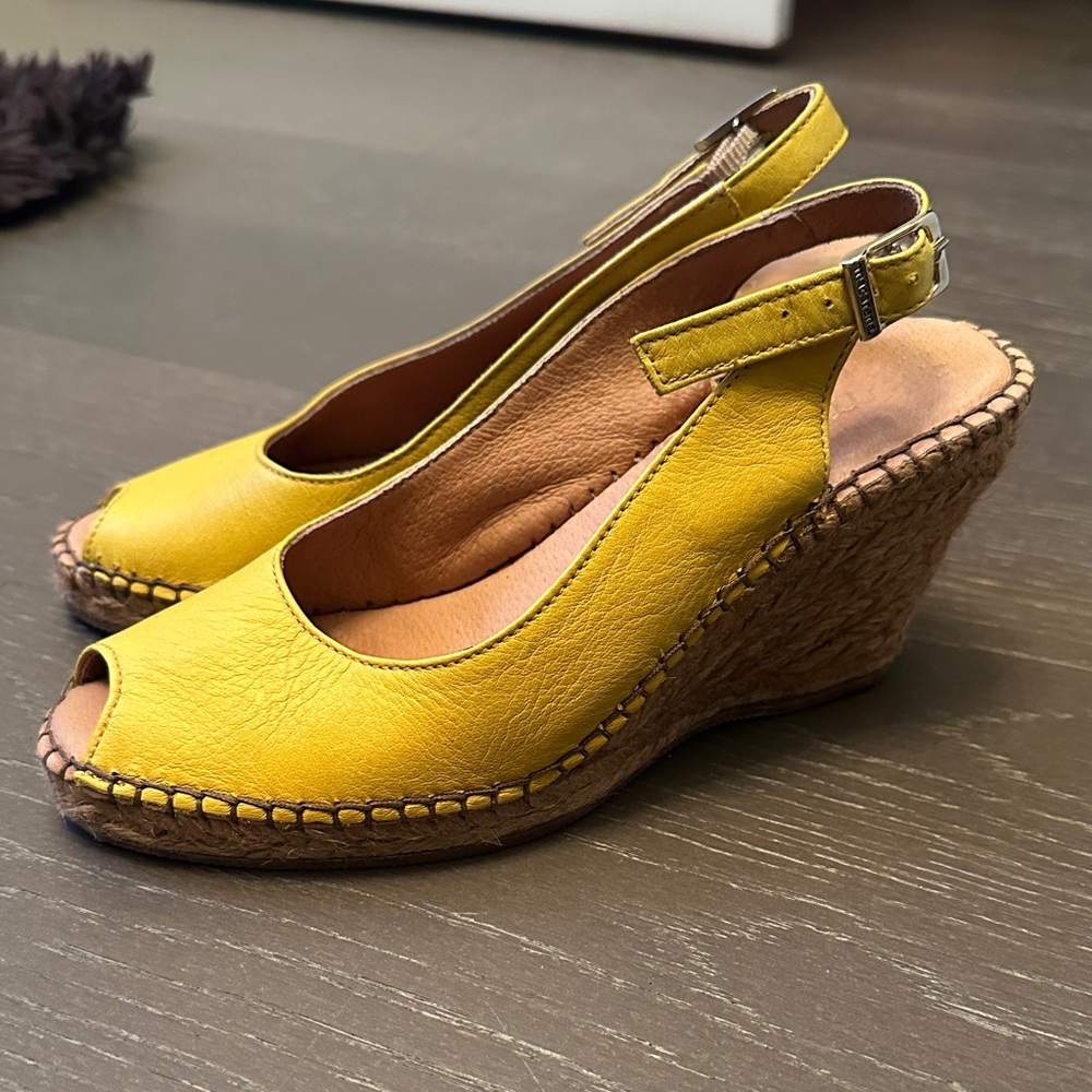 Yellow Wedge Sandals Size 36